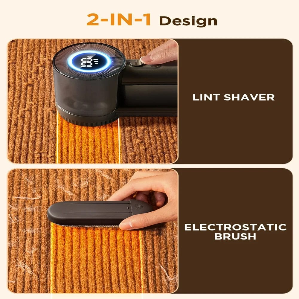 Rechargeable Fabric Shaver, 2 in 1 Electric Lint Remover with Lint Brush, Fuzz Lint Shaver, Sweater Shaver to Remove Pilling, Fabric Defuzzer for Clothes, Furniture (Black)