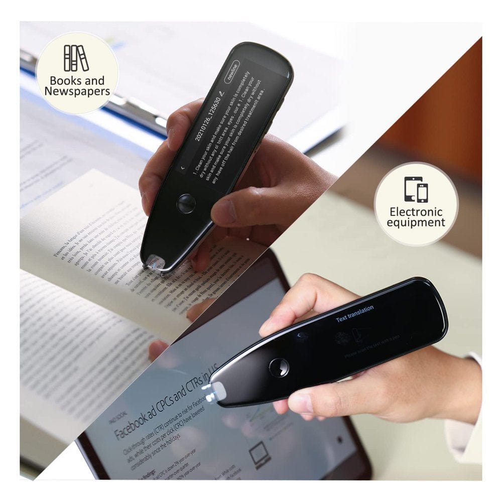 Language Translator Device, Reader Pen Translation Scanner Dictionary Pen with Voice & Camera Translators, Portable Translator for Language Learners, Black