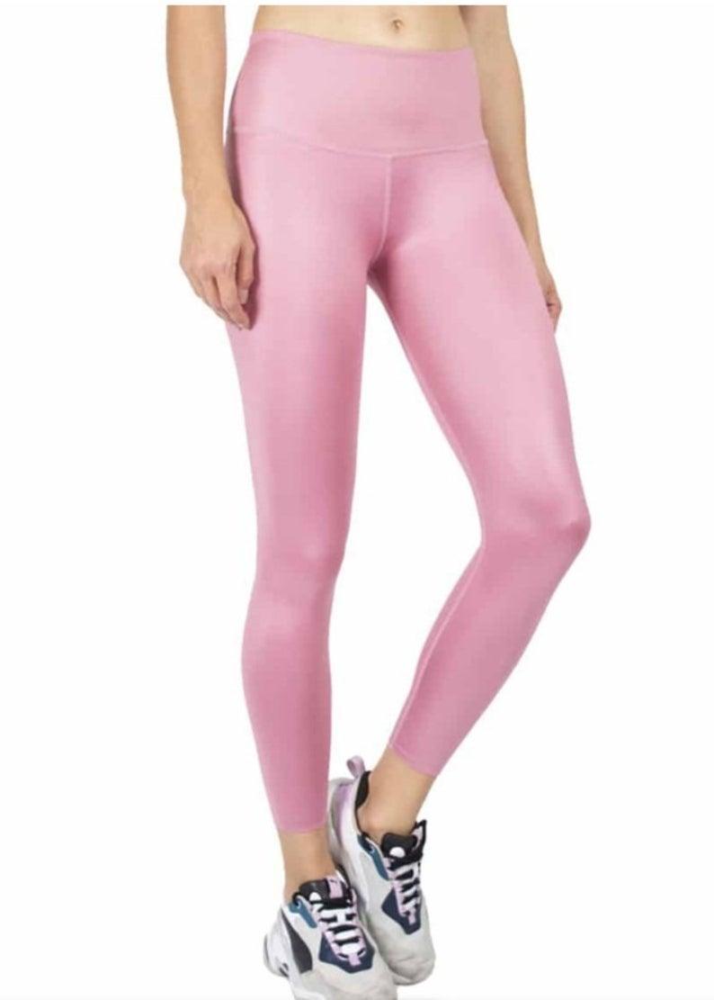 Vivacolor Activewear Leggings Large / Pink Premium High-Waisted Metallic Leggings - Upsize for Perfect Fit!