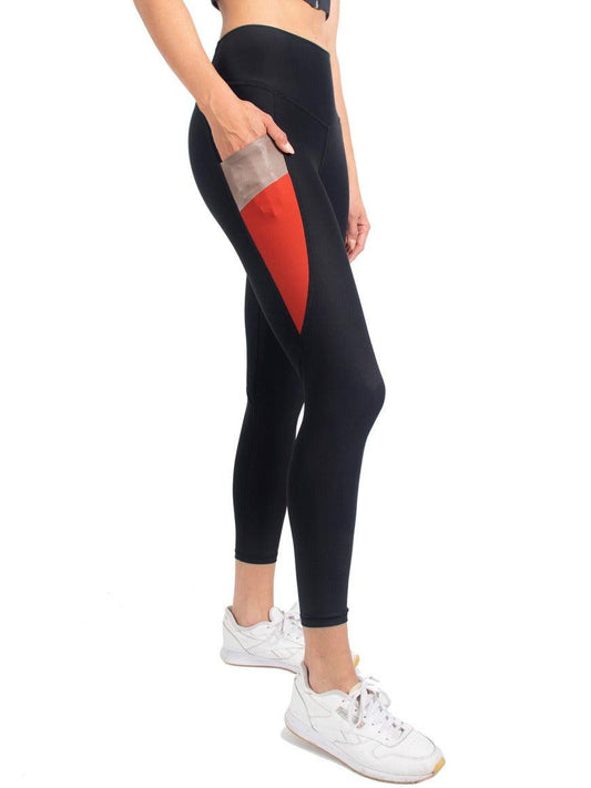 Vivacolor Activewear Leggings small / Black/Terracota Shop Luca High-Waisted Black Leggings: Premium Gym and Everyday Comfort | Available in Red and Black or All Black - Get Fit in Style
